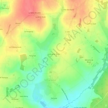 Carte topographique La Grande Roche, altitude, relief