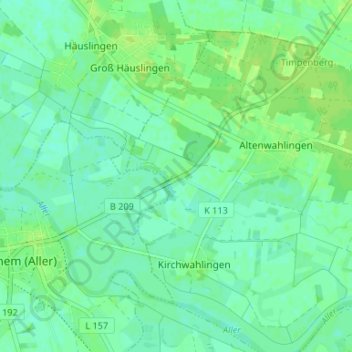 Carte topographique Rethemer Fähre, altitude, relief