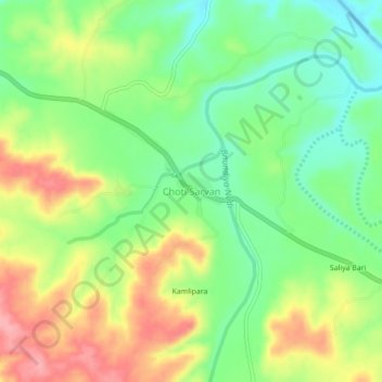 Carte topographique Choti Sarvan, altitude, relief