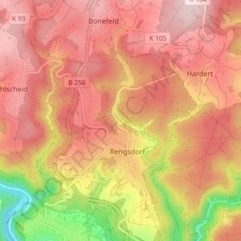 Carte topographique Untere Mühle, altitude, relief