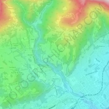 Carte topographique Sopracroda, altitude, relief