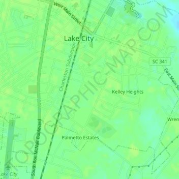 Carte topographique Dew Park, altitude, relief