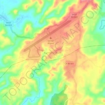 Carte topographique Kumbhirgram, altitude, relief