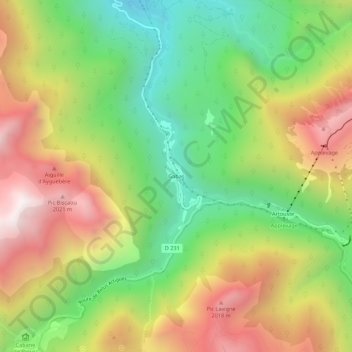 Carte topographique Gabas, altitude, relief