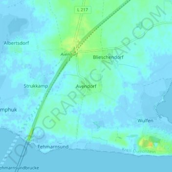 Carte topographique Avendorf, altitude, relief