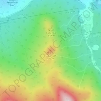 Carte topographique Middle Sugarloaf, altitude, relief