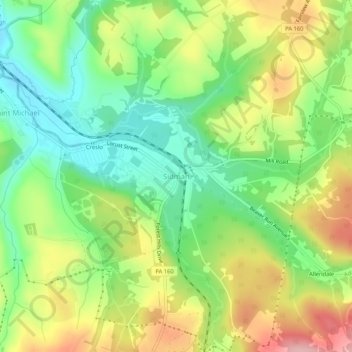 Carte topographique Sidman, altitude, relief