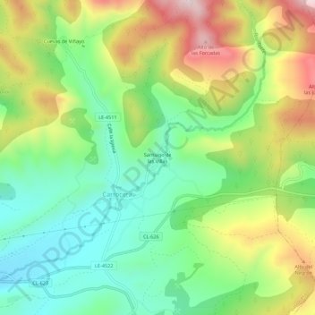 Carte topographique Santiago de las Villas, altitude, relief