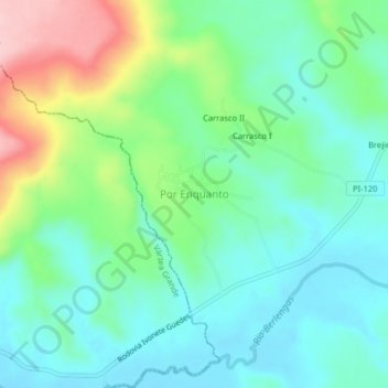 Carte topographique Por Enquanto, altitude, relief