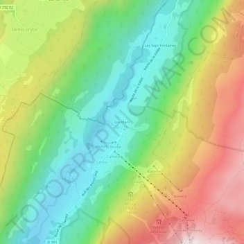 Carte topographique Les Mars, altitude, relief