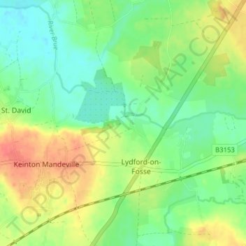 Carte topographique West Lydford, altitude, relief