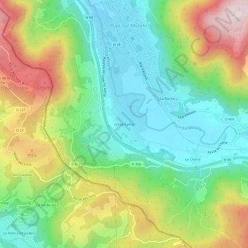 Carte topographique Longchamp, altitude, relief