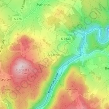 Carte topographique Albernau, altitude, relief