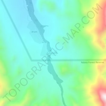 Carte topographique Arsim, altitude, relief