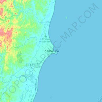 Carte topographique Toamasina, altitude, relief