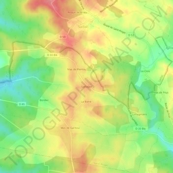 Carte topographique Saillagol, altitude, relief