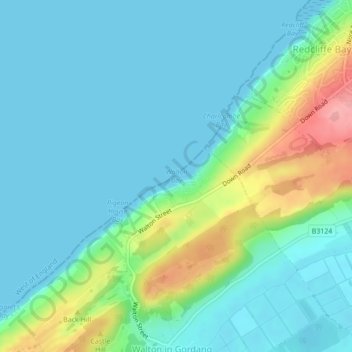 Carte topographique Walton Bay, altitude, relief