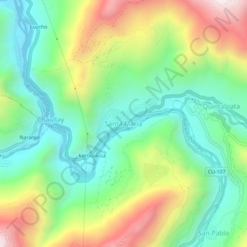 Carte topographique Santa María, altitude, relief