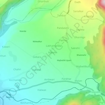 Carte topographique Matehr, altitude, relief