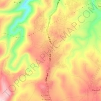 Carte topographique الحوية, altitude, relief