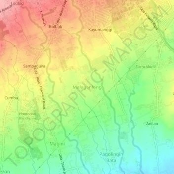Carte topographique Malagonlong, altitude, relief