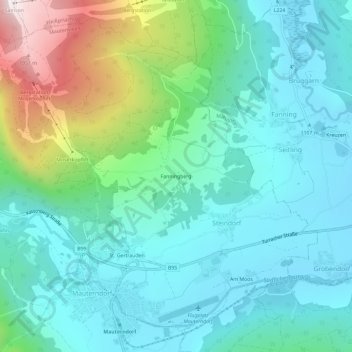 Carte topographique Fanningberg, altitude, relief