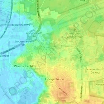 Carte topographique Zandfort, altitude, relief