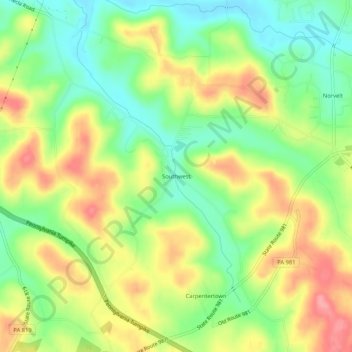 Carte topographique Southwest, altitude, relief