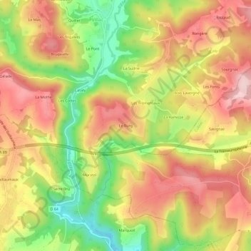 Carte topographique Le Burg, altitude, relief