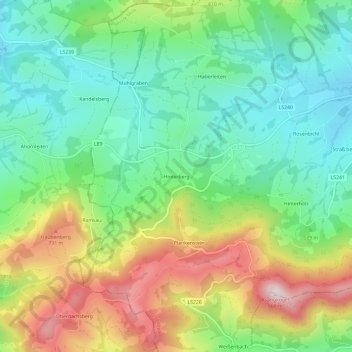 Carte topographique Hinterberg, altitude, relief