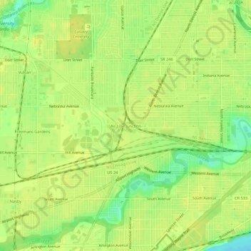 Carte topographique Air Line Junction, altitude, relief
