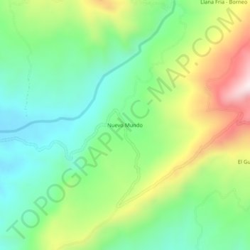 Carte topographique Nuevo Mundo, altitude, relief