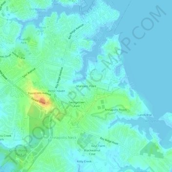 Carte topographique Mariners Point, altitude, relief