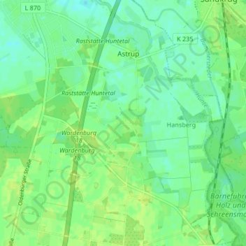 Carte topographique Höven, altitude, relief