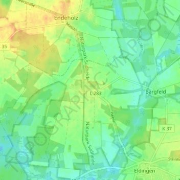 Carte topographique Heese, altitude, relief