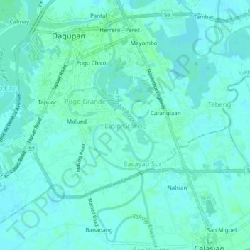 Carte topographique Lasip Grande, altitude, relief