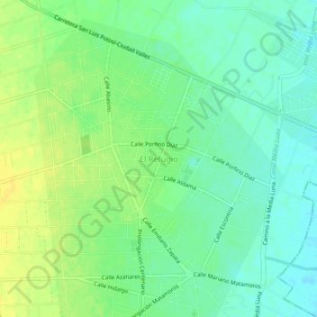 Carte topographique El Refugio, altitude, relief