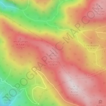 Carte topographique Monte Pozzo dell'Orno, altitude, relief