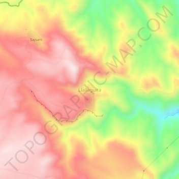 Carte topographique Llallaguita, altitude, relief