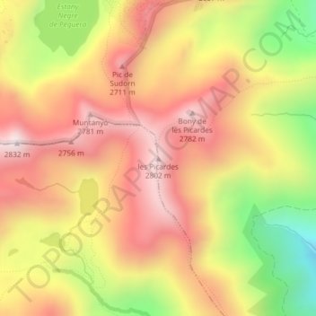 Carte topographique les Picardes, altitude, relief