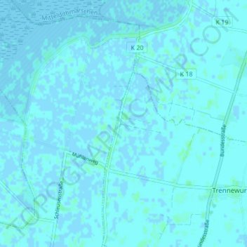 Carte topographique Trennewurtherneuendeich, altitude, relief