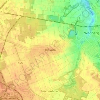 Carte topographique Klinkum, altitude, relief