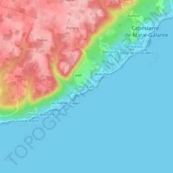 Carte topographique Anc. Carr., altitude, relief