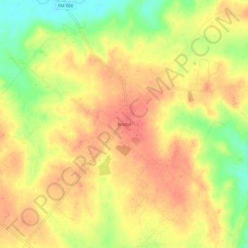 Carte topographique Bristol, altitude, relief