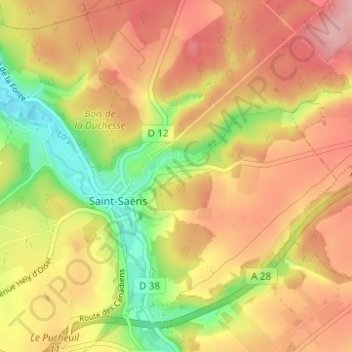 Carte topographique Le Camp Auger, altitude, relief