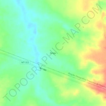 Carte topographique Xingu, altitude, relief