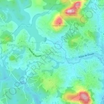 Carte topographique Minkoameyos, altitude, relief