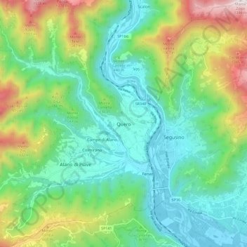 Carte topographique Quero, altitude, relief