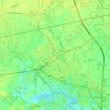 Carte topographique Lanzago, altitude, relief