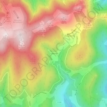 Carte topographique Le Mantel, altitude, relief
